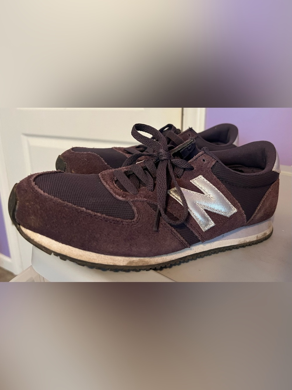 Heidi Klum x New Balance Purple Suede Sneakers with Silver 'N' Accents